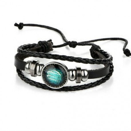 * 2 Szűz 12 Csillagképek Horoszkóp Unisex Pár Bőr Bangle karkötő