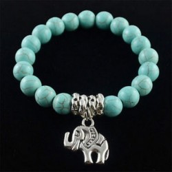 Klasszikus természetes kék türkiz kő gyöngy Tibet ezüst elefánt karkötő ajándék
