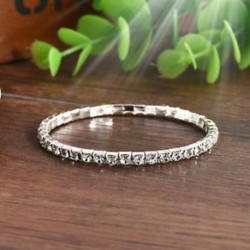 1 Sor Kristály Strassz Stretch karkötő Bangle karszalag rugalmas esküvői ékszerek Új