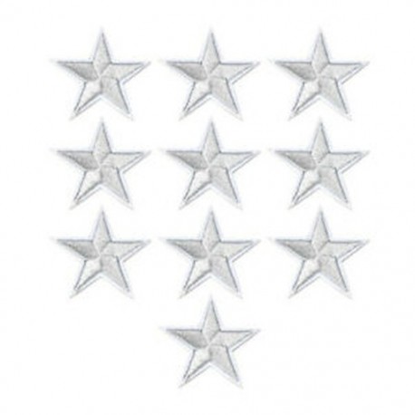 10PCS Silver Star Hímzett varrott vas A javítások jelvénye szövet táska ruházat Alkalmazott kézműves transzfer