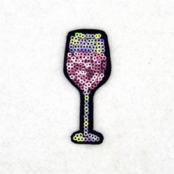 2db Borosüveg Juice cup pink flitterek Hímzés Vas Patch jelvények Applyque DIY