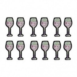 12db Borosüveg Juice cup pink flitterek Hímzés Vas Patch jelvények Applyque DIY