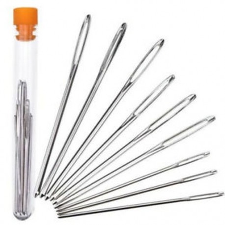 9Pcs / Set Rozsdamentes acél kötés fonal Blunt Needles 3 Méret Varróeszközök