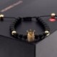 Férfi kocka cirkon 24 kt aranyozott divat korona karkötő gyöngy makró karkötő