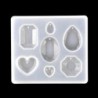 Vegyes öntőforma 7 mintával - Drágakő - Szív - Szilikon öntőforma ékszerek - medálok készítéséhez
