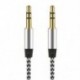 Arany 3,5 mm-es audio AUX TRS jack kábel Nylon hímzett csatlakozó sztereó autós telefonhoz 1M