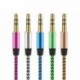 Zöld 3,5 mm-es audio AUX TRS jack kábel Nylon hímzett csatlakozó sztereó autós telefonhoz 1M
