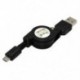 Fekete Micro USB A és USB 2.0 B közötti, visszahúzható kábeladat-szinkron töltő a Samsung számára