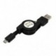 Fekete Micro USB A és USB 2.0 B közötti, visszahúzható kábeladat-szinkron töltő a Samsung számára