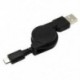 Fekete Visszahúzható Micro USB 2.0 adatszinkron töltő kábel kábel a Samsung HTC Android számára