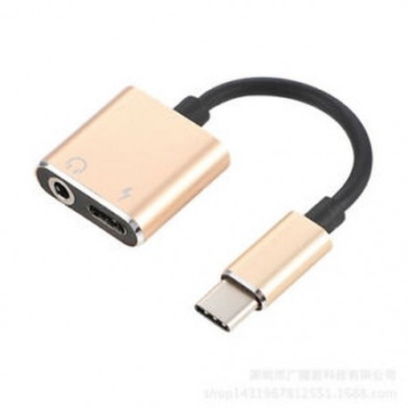 Arany USB-C-tól 3,5 mm-ig és töltő 2 in1 fejhallgató audio jack töltőkábel adapter