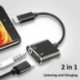 * 2 Fekete USB-C-tól 3,5 mm-ig és töltő 2 in1 fejhallgató audio jack töltőkábel adapter