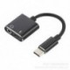 * Ezüst 2 in1 USB C típusú, 3,5 mm-es fejhallgató-csatlakozó adapter AUX &amp  Sync dátum töltőkábel
