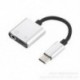Ezüst C típus 3,5 mm és 2 in1 töltő fejhallgató audio jack USB C kábel adapter 1Pc