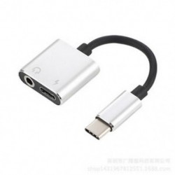 Ezüst C típus 3,5 mm és 2 in1 töltő fejhallgató audio jack USB C kábel adapter 1Pc