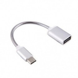 Ezüst USB C 3.1 C típusú férfi-USB női fém OTG adatszinkronizáló átalakító adapter kábel