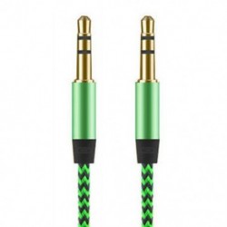 Zöld 1M 3.5mm AUX Audio TRS Jack kábel Nylon hímzett csatlakozó sztereó autós telefonhoz