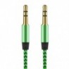 Zöld 1M 3.5mm AUX Audio TRS Jack kábel Nylon hímzett csatlakozó sztereó autós telefonhoz