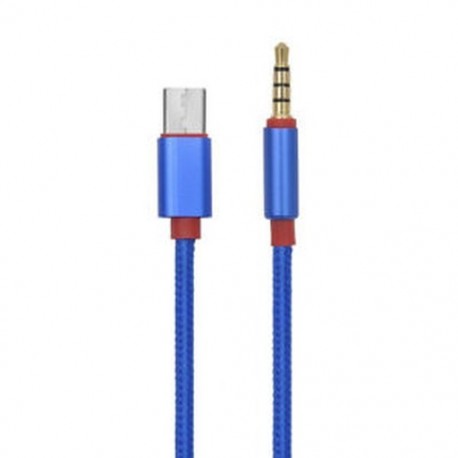 Kék C-típusú alumínium-3,5 mm-es audio Aux kábel, 3,5 mm-es hím USB-C-hez 3,5 mm-es sztereó