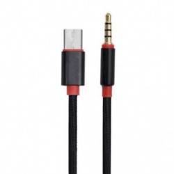 Fekete C-típusú 3,5 mm-es audio Aux-kábel, 3,5 mm-es alumínium férfi USB-C 3,5 mm-es sztereó sztereó
