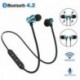 2 * Fekete Mágneses fülhallgató-fülhallgató vezeték nélküli Bluetooth fülhallgató nyakpánt fejhallgató