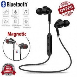 5 * Fekete Mágneses fülhallgató-fülhallgató vezeték nélküli Bluetooth fülhallgató nyakpánt fejhallgató