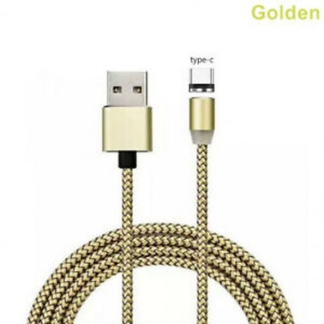 Arany (C típus) Fonott mágneses villám   USB töltő Samsung Android és C típusú töltőkábelekhez