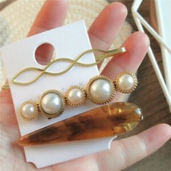 * 3 3Pcs / Set 3Pcs női gyöngy akril haj klip Snap Barrette Stick hajcsavar haj tartozékok