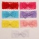 Rózsaszín 7PCS Baby Girls Kids csipke íj fejpánt Hairband Stretch Head Band kiegészítők