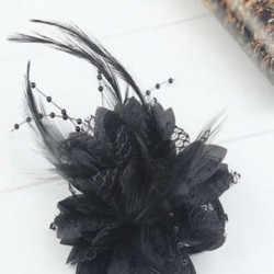 Fekete 1 x Menyasszonyi virág tollas gyöngy hajcsavarok Fascinator Hairband bross Pin Esküvő