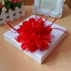 Piros 1 x Menyasszonyi virág tollas gyöngy hajcsavarok Fascinator Hairband bross Pin Esküvő