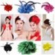 Piros 1 x Menyasszonyi virág tollas gyöngy hajcsavarok Fascinator Hairband bross Pin Esküvő