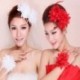 Piros 1 x Menyasszonyi virág tollas gyöngy hajcsavarok Fascinator Hairband bross Pin Esküvő