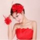 Piros 1 x Menyasszonyi virág tollas gyöngy hajcsavarok Fascinator Hairband bross Pin Esküvő