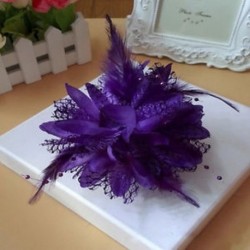 Lila 1 x Menyasszonyi virág tollas gyöngy hajcsavarok Fascinator Hairband bross Pin Esküvő