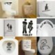 * 19 WC-ülés WC fali matrica Vinyl Art levehető fürdőszoba falfestmény otthon DIY dekoráció