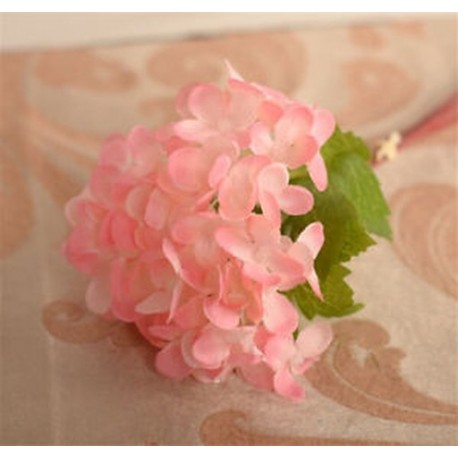 Rózsaszín Mesterséges hortenzia csokor selyem virágok levél esküvői menyasszonyi party lakberendezés