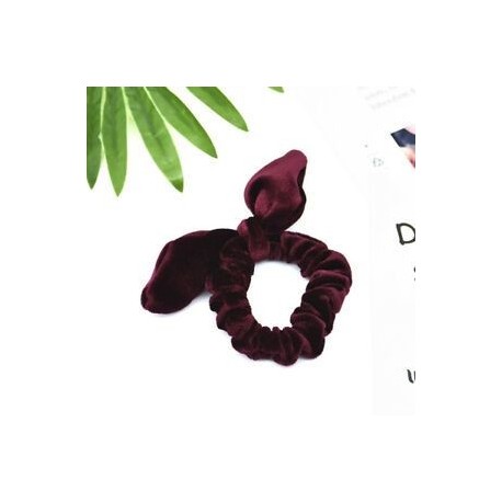 Bor vörös Bársony íjcsomó Scrunchies Nyuszi füle Haj gyűrű Stretch haj nyakkendő lófarok tartó