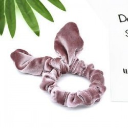 Rózsaszín Bársony íjcsomó Scrunchies Nyuszi füle Haj gyűrű Stretch haj nyakkendő lófarok tartó