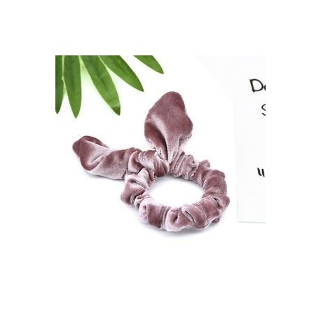 Rózsaszín Bársony íjcsomó Scrunchies Nyuszi füle Haj gyűrű Stretch haj nyakkendő lófarok tartó