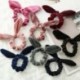 Rózsaszín Bársony íjcsomó Scrunchies Nyuszi füle Haj gyűrű Stretch haj nyakkendő lófarok tartó