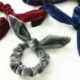 Rózsaszín Bársony íjcsomó Scrunchies Nyuszi füle Haj gyűrű Stretch haj nyakkendő lófarok tartó