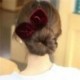 Fekete Bársony íjcsomó Scrunchies Nyuszi füle Haj gyűrű Stretch haj nyakkendő lófarok tartó