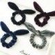 Fekete Bársony íjcsomó Scrunchies Nyuszi füle Haj gyűrű Stretch haj nyakkendő lófarok tartó