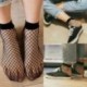 Fekete (térdmagas) Divat Női Ruffle Necc Boksz Magas Zokni Mesh Lace Hal Nettó Rövid Zokni Hot