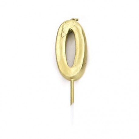 0-ás - Arany színű számgyertya tortadísz szülinapra