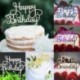 Happy Birthday - Fekete színű dupla négyzetes akril tortadísz szülinapra - 2