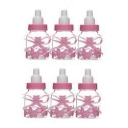 6db rózsaszín medve (9x4cm) 24db Mini palackok medve lány / fiú baba zuhany fél kedvez az asztali dekoráció ajándék