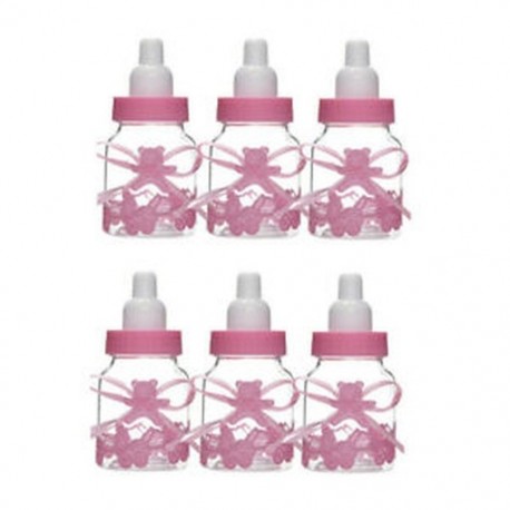 6db rózsaszín medve (9x4cm) 24db Mini palackok medve lány / fiú baba zuhany fél kedvez az asztali dekoráció ajándék