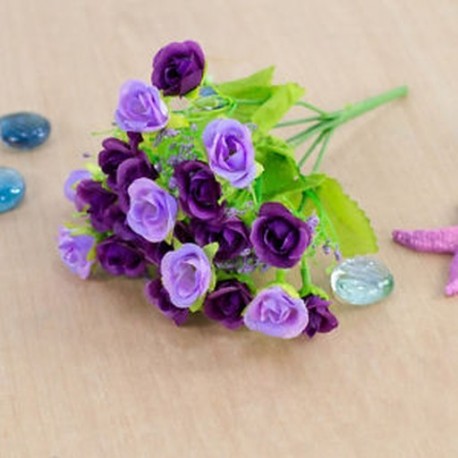 * 7 Lila Virág csokor kézzel készített selyem rózsa virág otthon menyasszonyi esküvői fél váza dekoráció